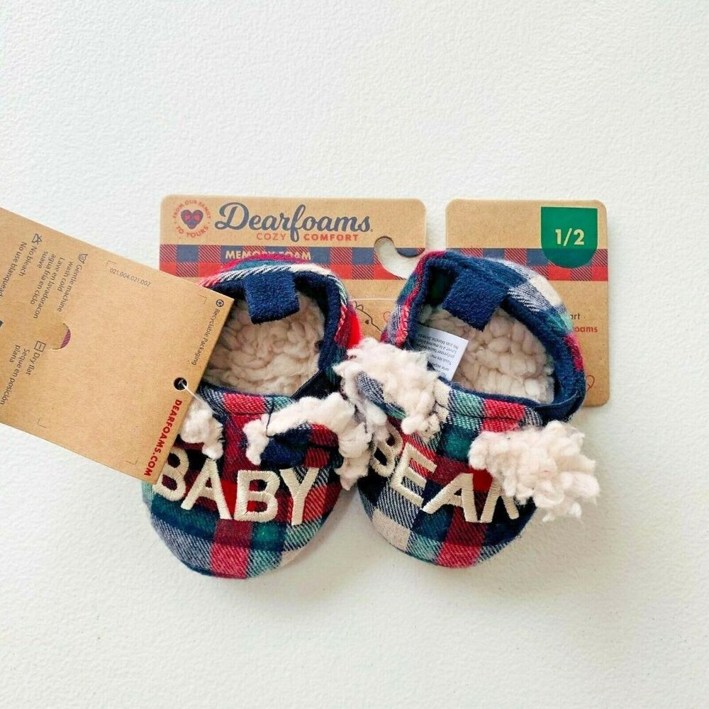 Baby Christmas Slippers Baby Bear Size 3 4 Memory Foam 3 6 Months Dearfoams